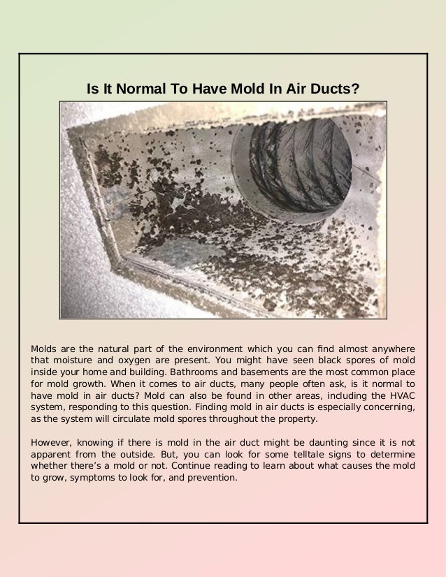 Is Mold Normally Found In Air Ducts?