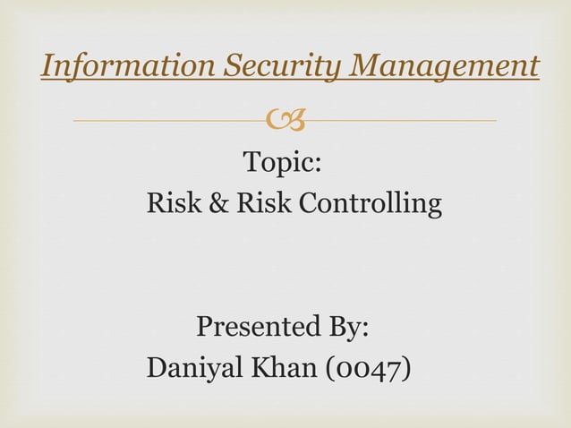 Risk Controlling in ISM | PPT