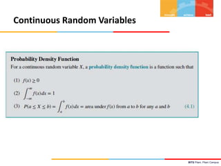 BITS Pilani, Pilani Campus
Continuous Random Variables
 