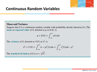 BITS Pilani, Pilani Campus
Continuous Random Variables
 