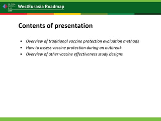 Is my vaccination program working? Vaccine effectiveness: measuring vaccine protection in the field
