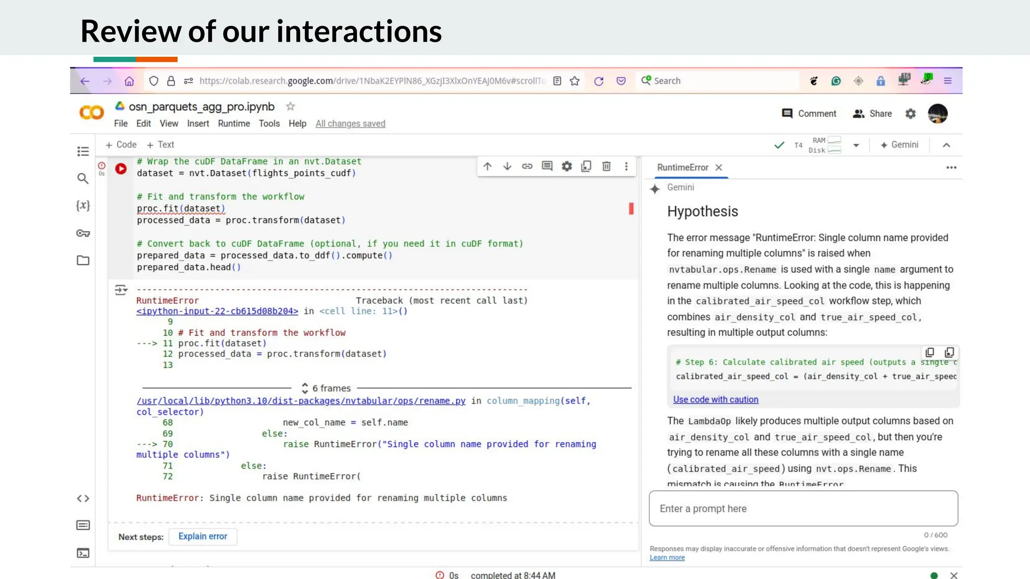 Review of our interactions
 