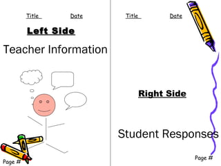 Left SideLeft Side
Right Side
Student Responses
Page #
Teacher Information
Page #
Title Date Title Date
 