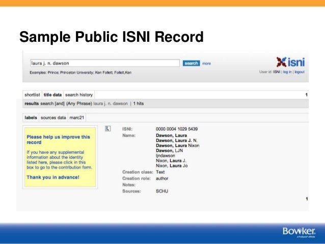 The International Standard Name Identifier (ISNI) A Close Look, with…