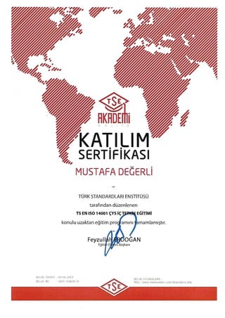 Mustafa Degerli – 2015 – ISO 14001 Cevre Yonetim Sistemi Ic Tetkik
