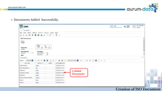 1.Added
Documents
Creation of ISO Document
▪ Documents Added Successfully.
 