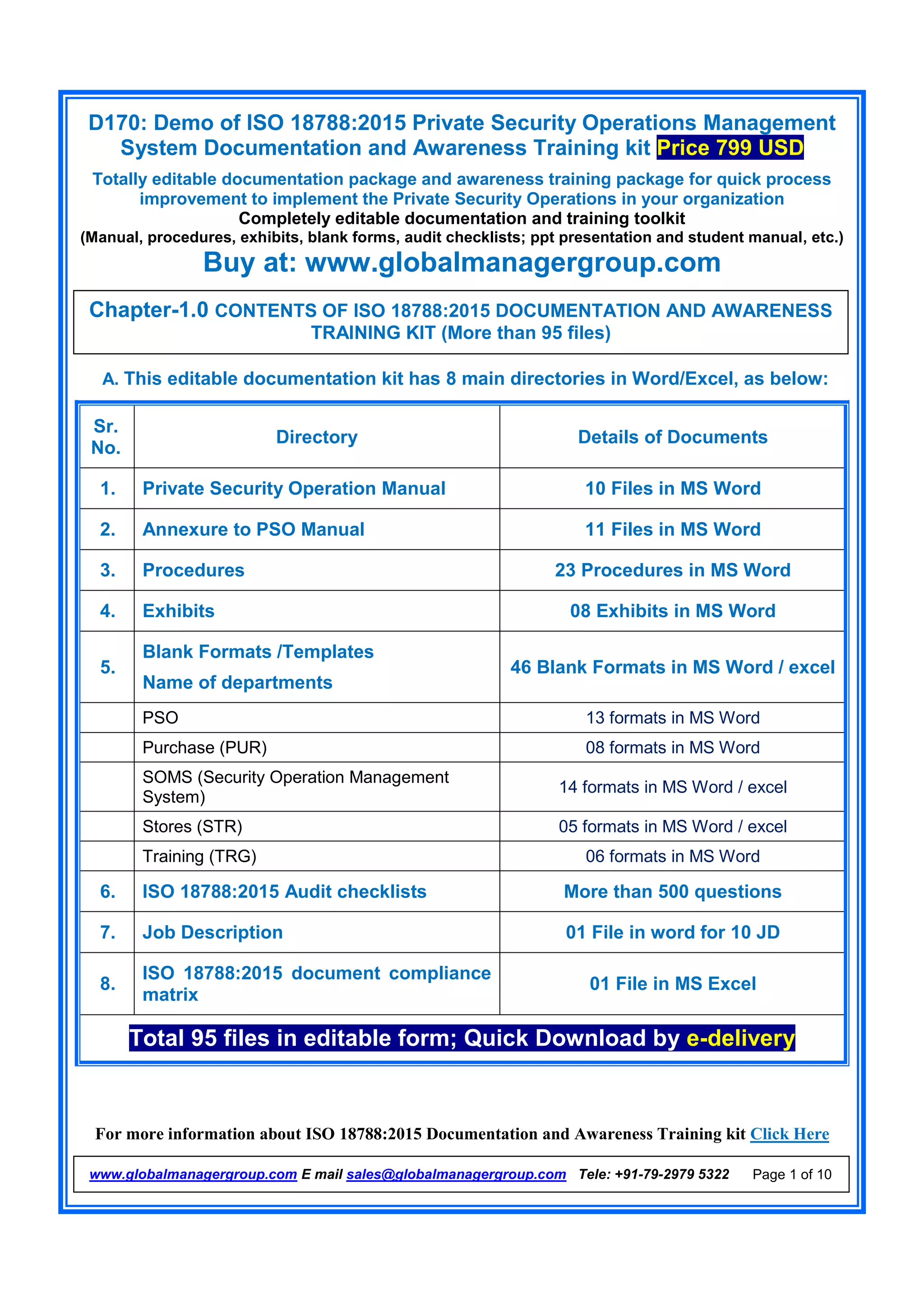 Iso 18788 Checklist.pdf Ready-to-use Documentation for ISO 18788 with Training Kit - Free Demo ...