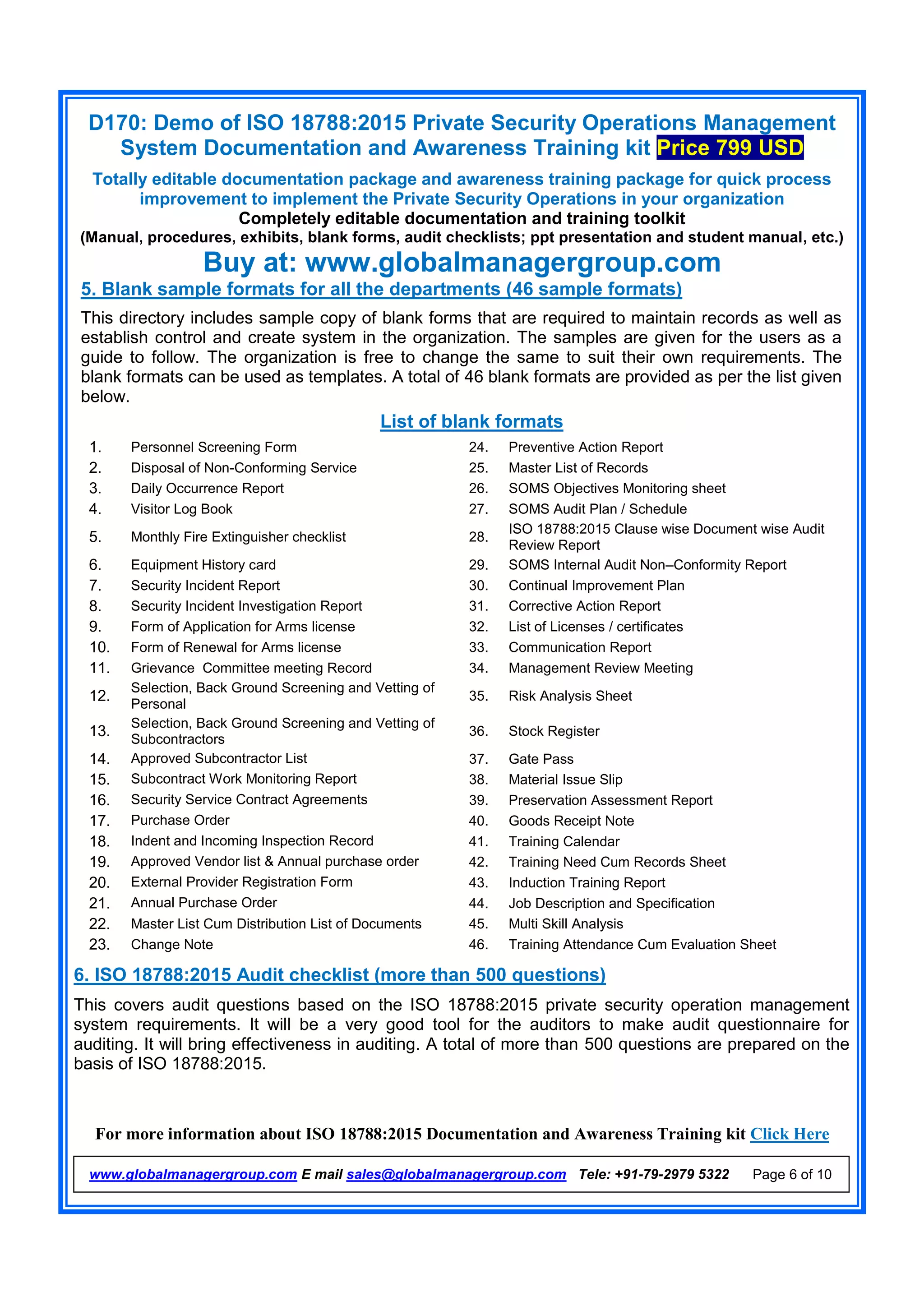Iso 18788 Checklist.pdf Ready-to-use Documentation for ISO 18788 with Training Kit - Free Demo ...