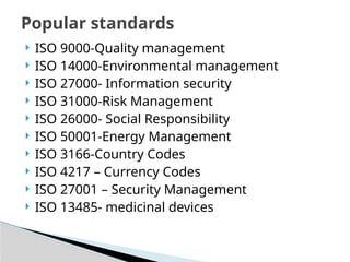 Comprehensive Overview of ISO Standards and Their Applications | PPTX