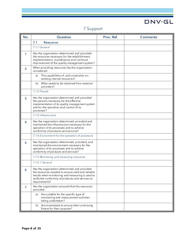 free iso 90012015 internal audit checklist