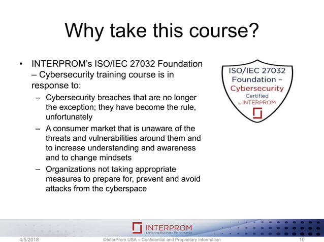 Iso iec 27032 foundation - cybersecurity training course | PPT