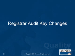 Registrar Audit Key Changes 
