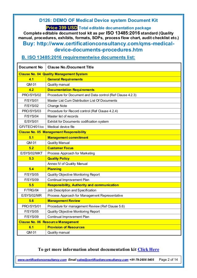 ISO 13485 Documentation Kit | PDF | Business | Business and Finance