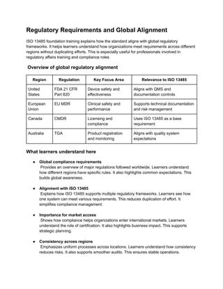 ISO 13485 Foundation Training: Step-by-Step Learning Guide | PDF