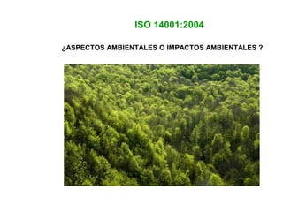 ¿ASPECTOS AMBIENTALES O IMPACTOS AMBIENTALES ?
ISO 14001:2004
 