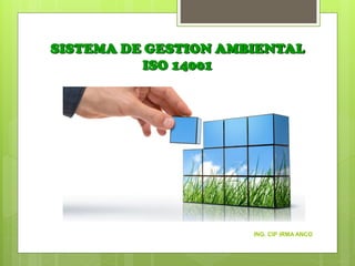 ING. CIP IRMA ANCO
SISTEMA DE GESTION AMBIENTAL
ISO 14001
 