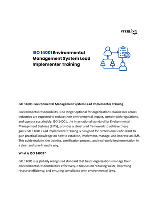Ems Guide.pdf ISO 14001 Lead Implementer Training: Certification & EMS Guide | PDF