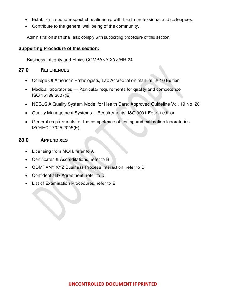 Iso 17025 Quality Manual Template Free