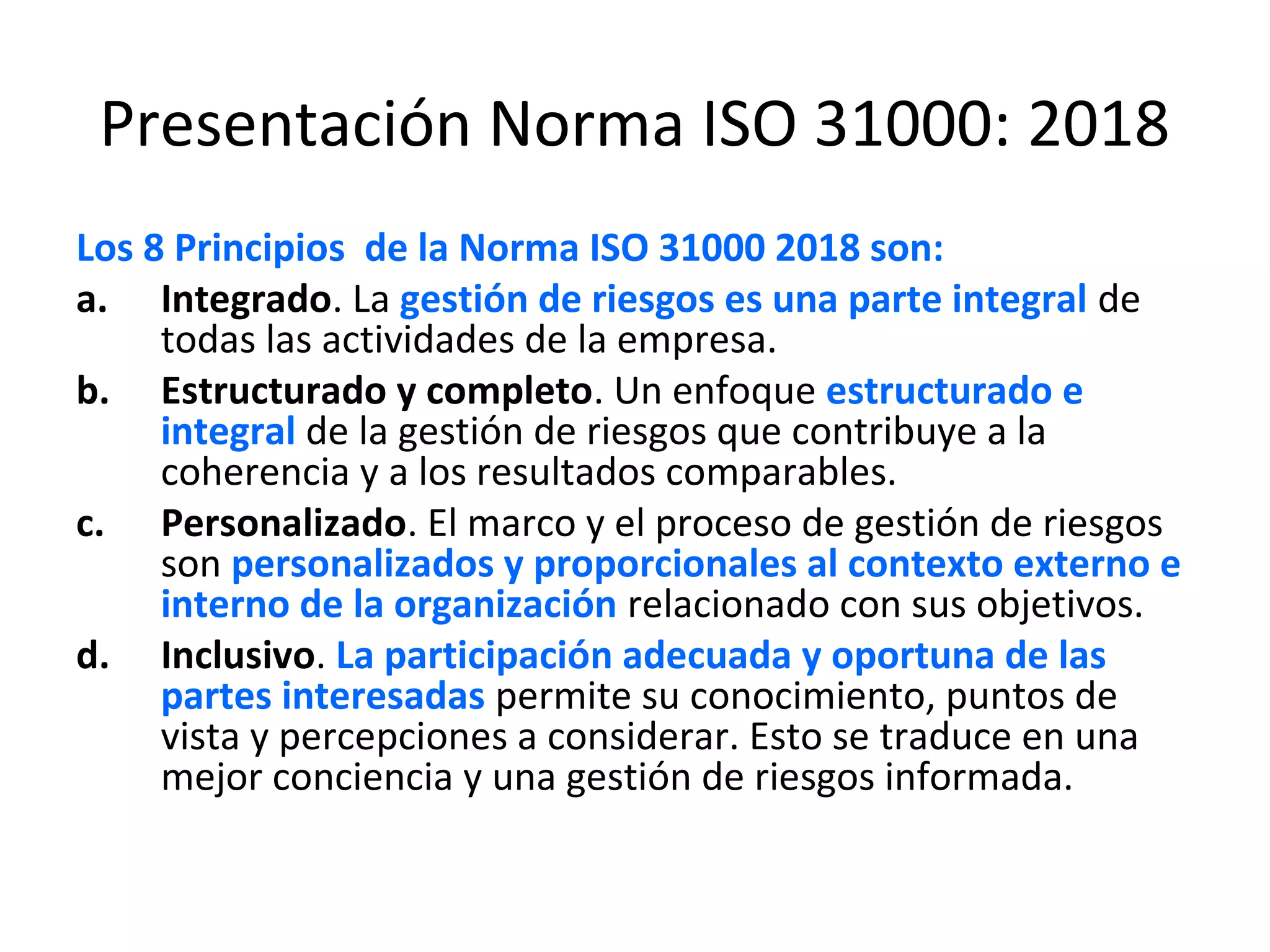 I la nueva norma ISO 31000 2018 y la gestion de riesgos | PPT