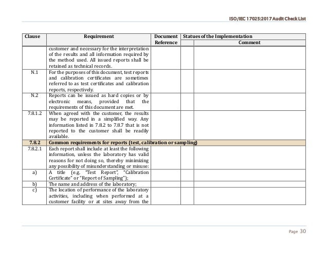 iso 17025 2017 checklist excel