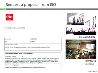 TC211 WG10
Request a proposal from ISO
2016/3
From 2014. DIN
ISO/TC211
meeting
 