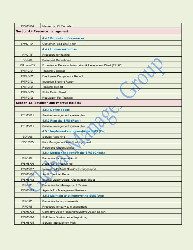 document master list template iso 20000 documents list clause wise requirements document master list template iso 20000 documents list clause wise requirements
