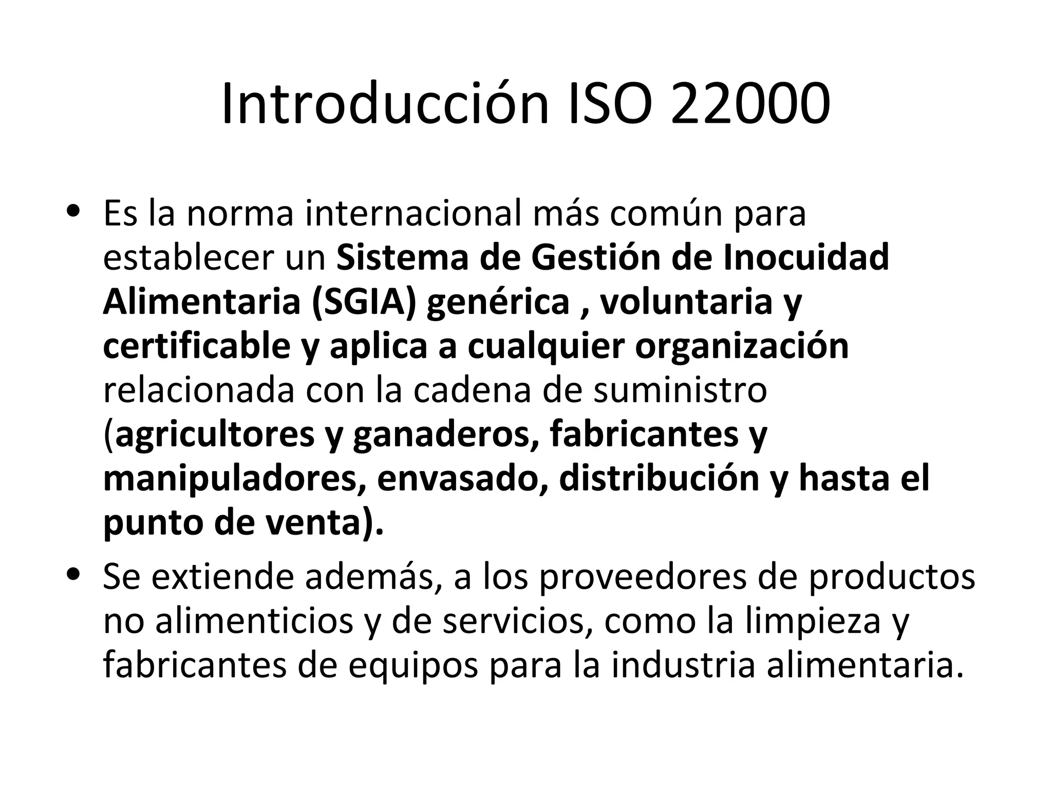 presentacion iso 22000 SG de inocuidad de los alimentos | PPT