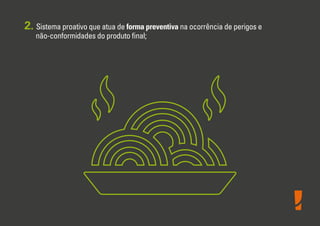 2. Sistema proativo que atua de forma preventiva na ocorrência de perigos e
não-conformidades do produto ﬁnal;

 