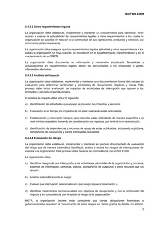 Iso 22301 continuidad del negocio castellano | PDF