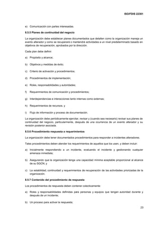 Iso 22301 continuidad del negocio castellano | PDF