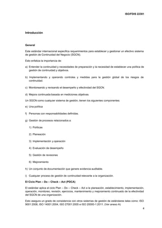 Iso 22301 continuidad del negocio castellano | PDF