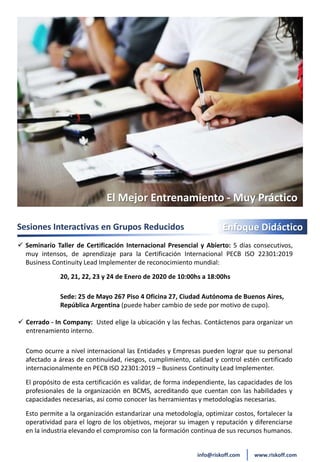Sesiones Interactivas en Grupos Reducidos
info@riskoff.com www.riskoff.com
 Seminario Taller de Certificación Internacion...