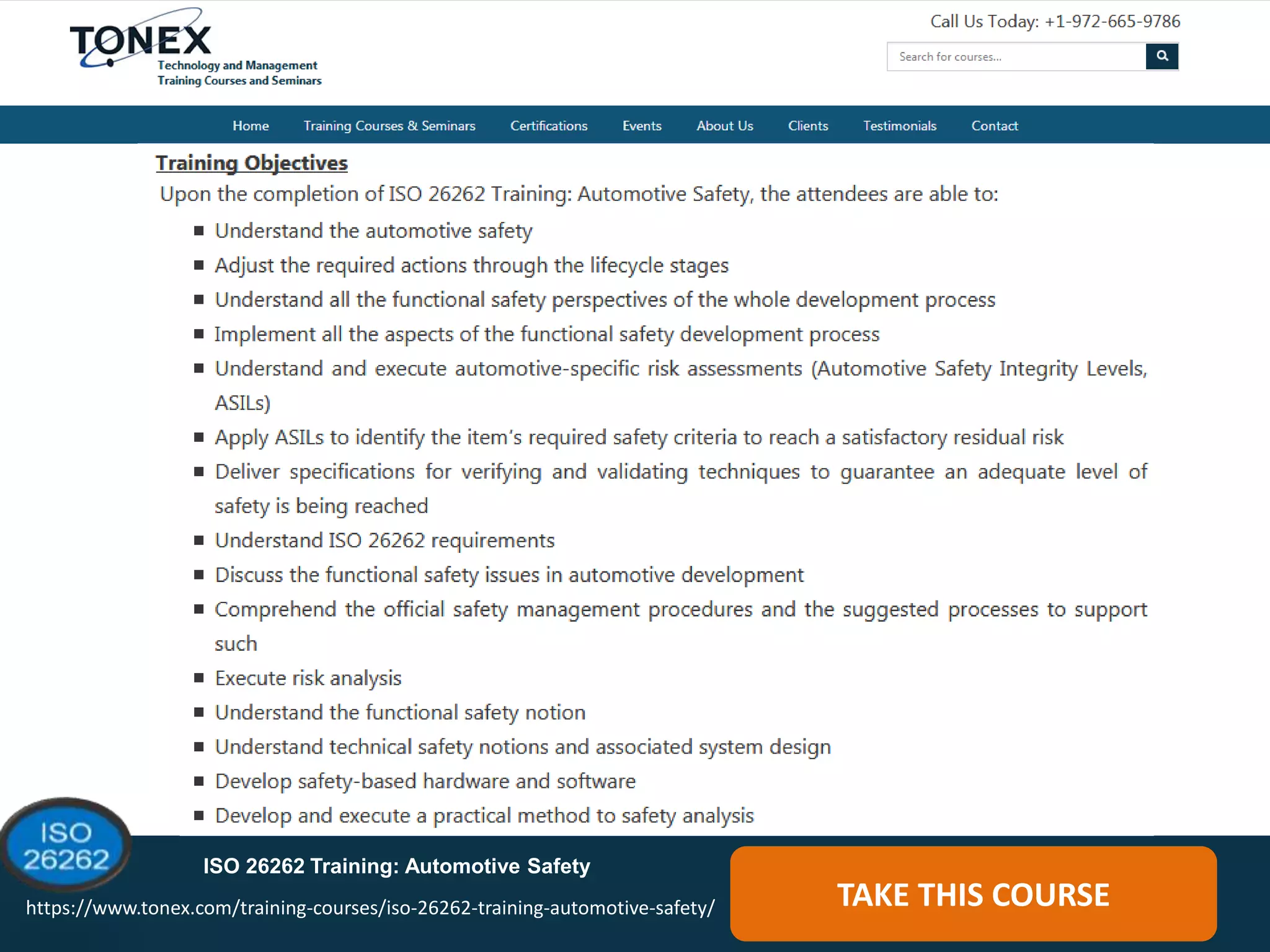 TAKE THIS COURSE
ISO 26262 Training: Automotive Safety
https://www.tonex.com/training-courses/iso-26262-training-automotive-safety/