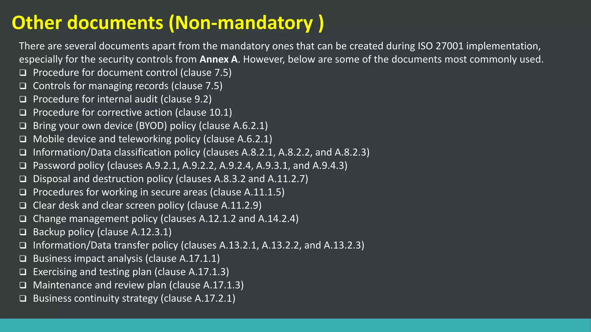 ISO 27001:2013 Mandatory documents and records | PDF