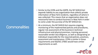 Differences • Whereas CCPA and the NY SHIELD Act require compliance
from the entities to which they apply, ISO/IEC 27001 i...