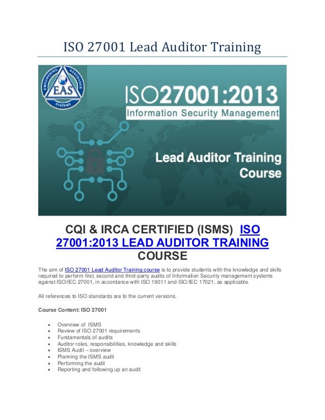 ISO 27001 Lead Auditor Certification Course