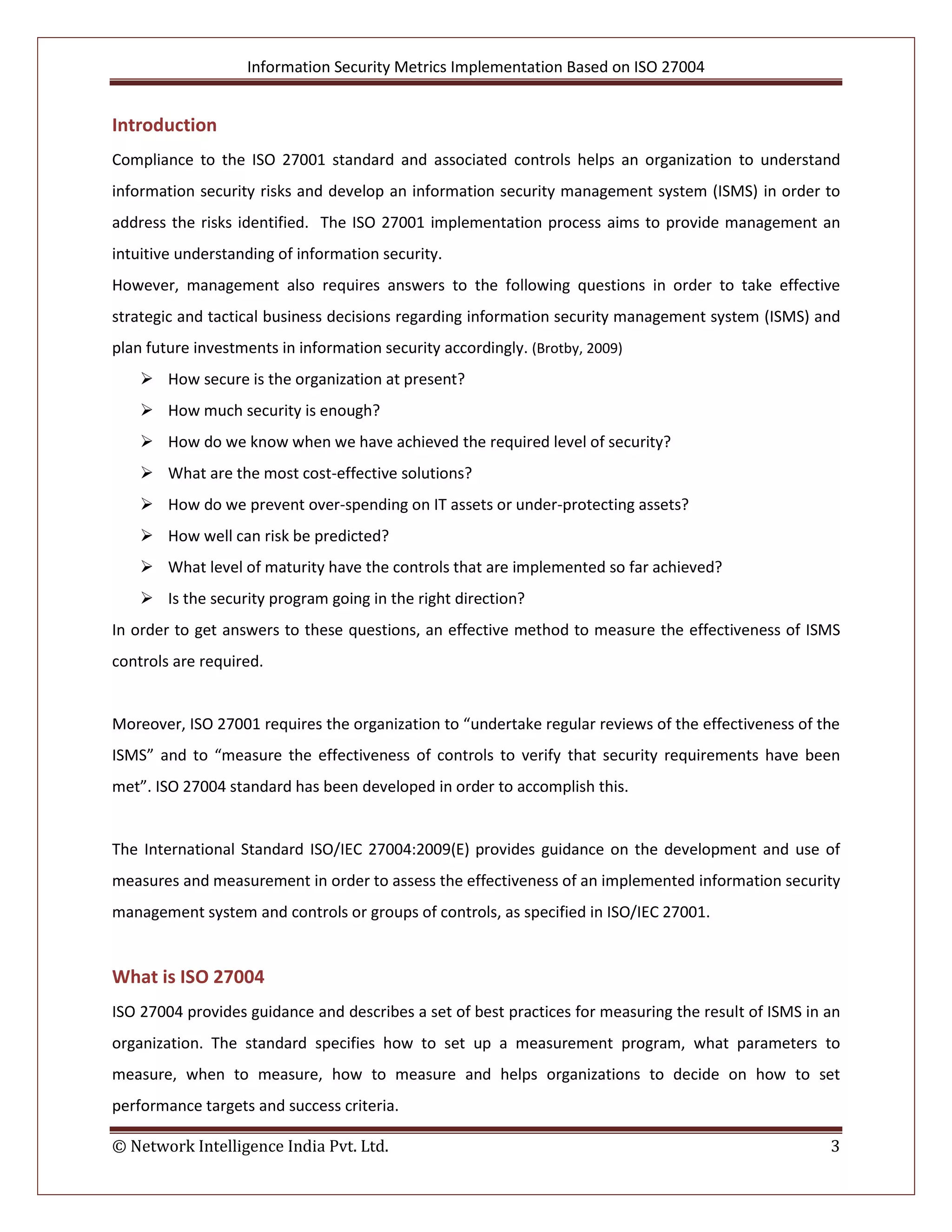 ISO 27004- Information Security Metrics Implementation | PDF