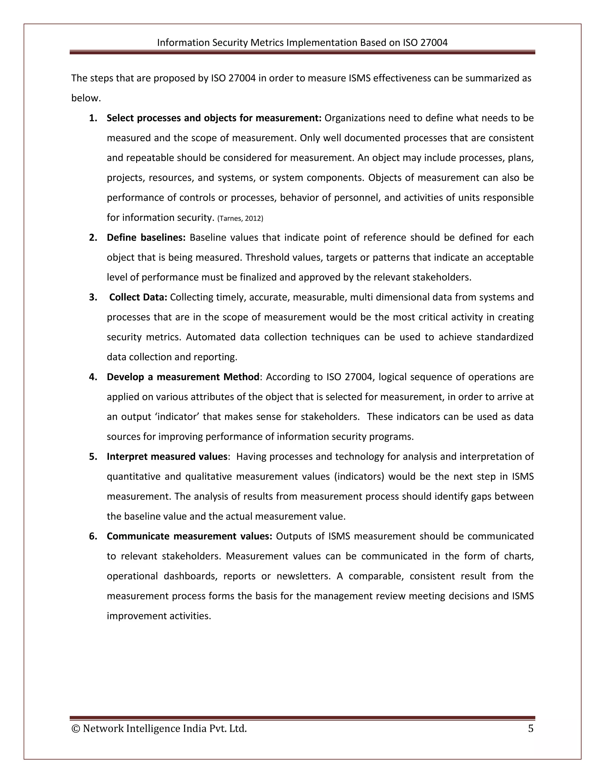 ISO 27004- Information Security Metrics Implementation | PDF