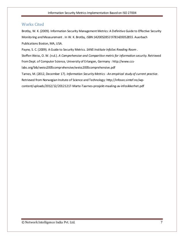 Iso 27004 Information Security Metrics Implementation