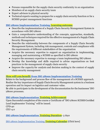 ISO 28000 | ISO 28000 Implementation Training | DOCX | Business ...