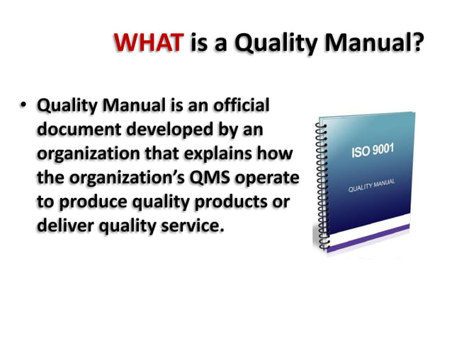 Quality Manual PPTX Business Business and Finance Quality Manual PPTX Business Business and Finance