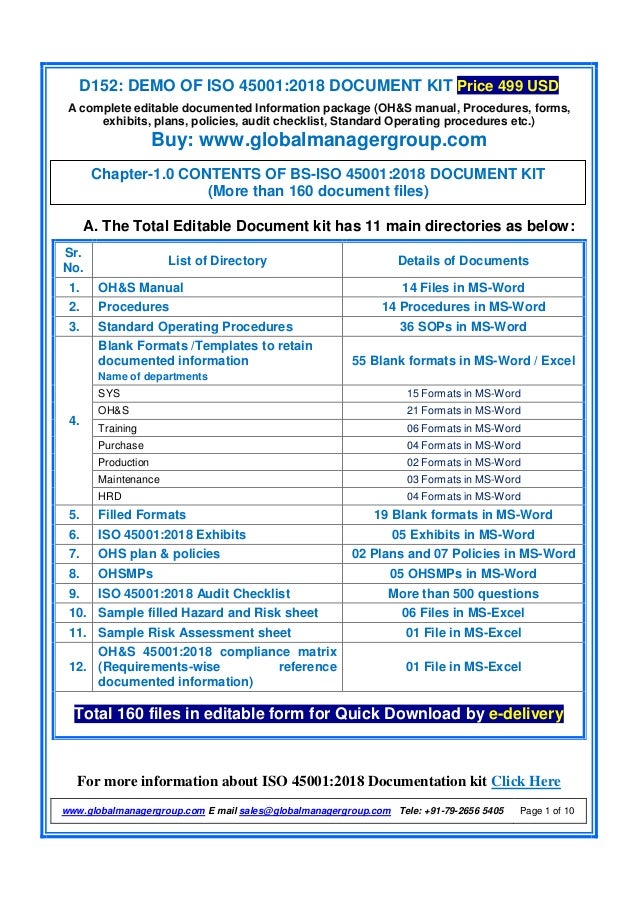 iso45001 2018documentationrequirement 180315092214 ms word price