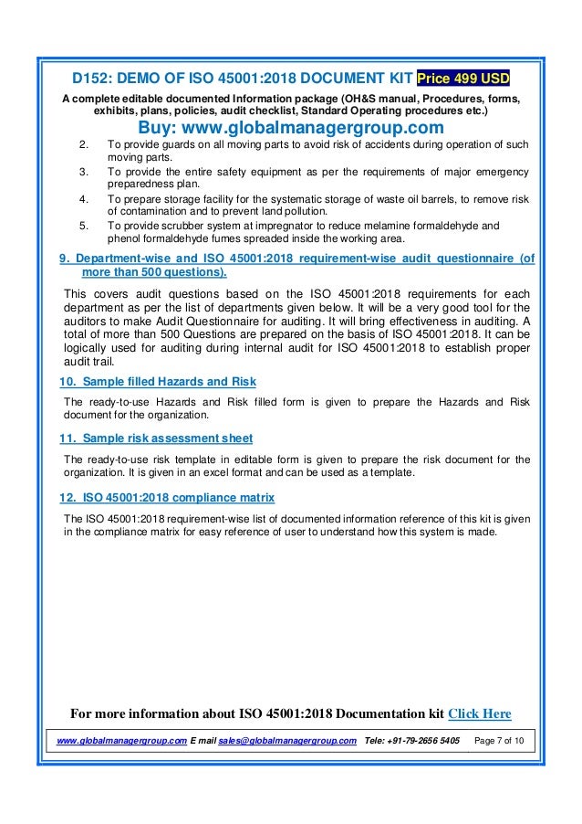 Readymade ISO 45001:2018 Documentation Kit 7 parts of electrical plan 