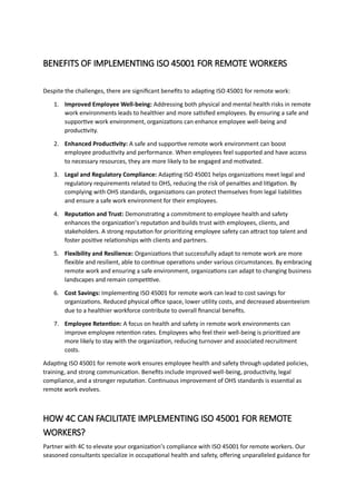 ISO 45001 and Remote Work: How to Protect Health and Safety Anywhere | PDF