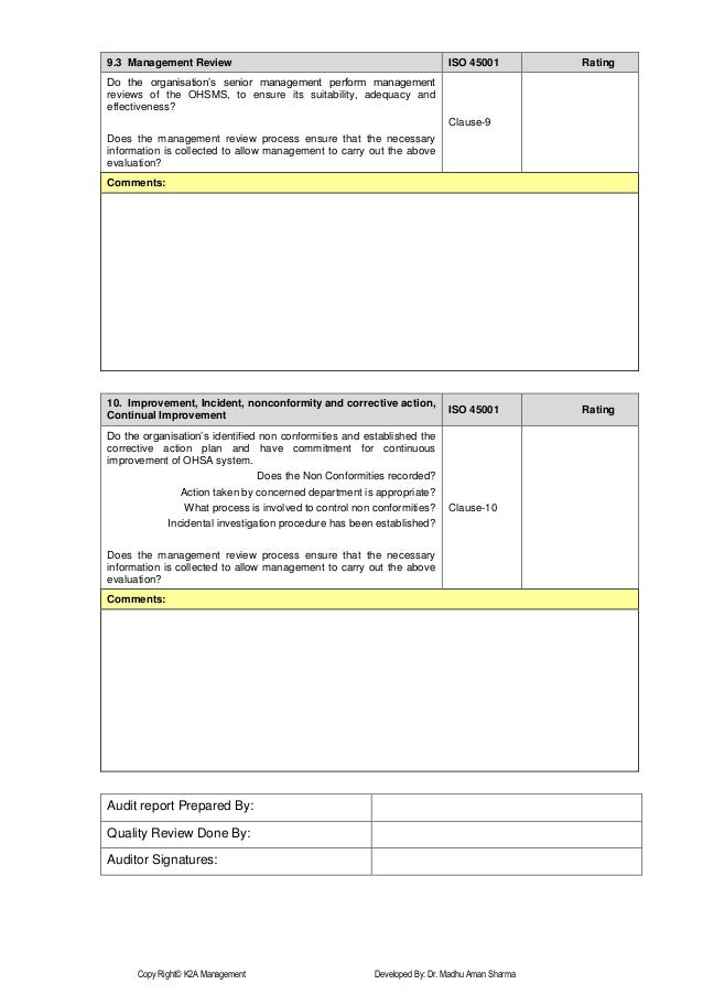 ISO 45001 audit tool