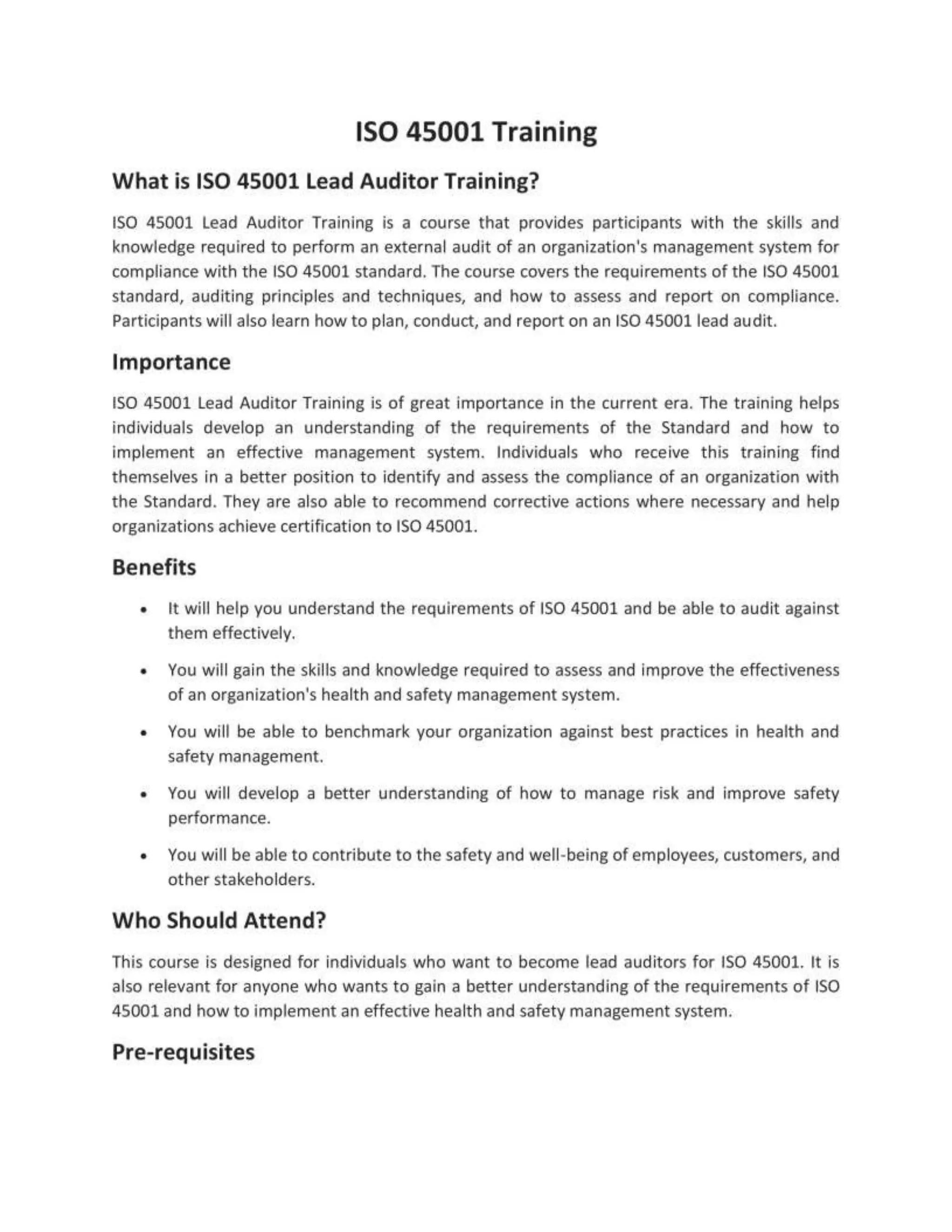 Iso 45001 Training.pdf ISO 45001 Lead Auditor Training | PPT