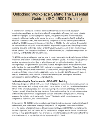 Iso 45001 Training.pdf ISO 45001 Internal Auditor Training in Australia - IAS | PPT