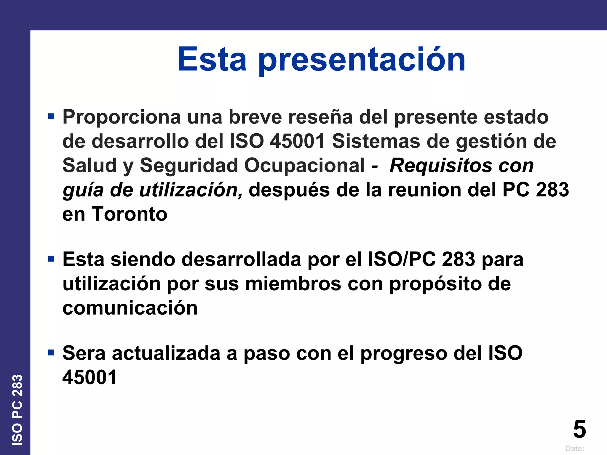 Iso 45001 update in Spanish language 24 july | PPTX