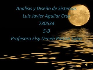 Analisis y Diseño de Sistemas
Luis Javier Aguilar Cruz
730534
5-B
Profesora Elsy Deneb Patron Salas

 