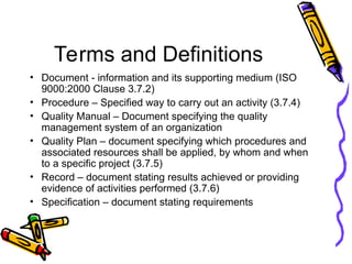 ISO 9001-2000 Documentation requirements | PPT